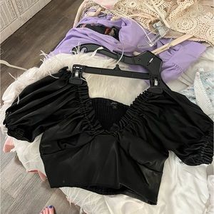 Style Exchange Black Pleather Crop Top